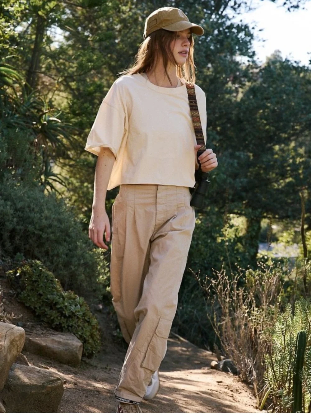 Free People FP Movement Mesmerize Me Clay Taupe Khaki Barrel Leg Cargo Pants